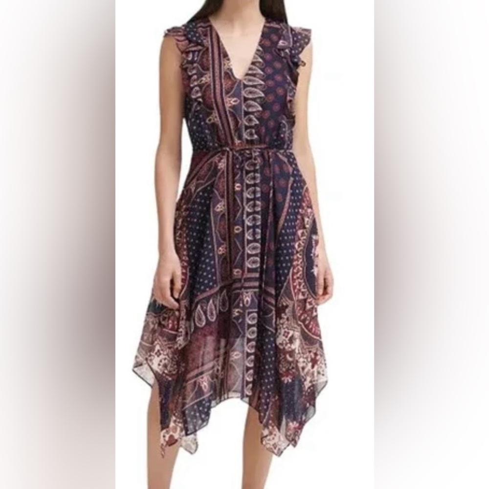 Vince Camuto Patterned handkerchief Dress in Blue and Paisley